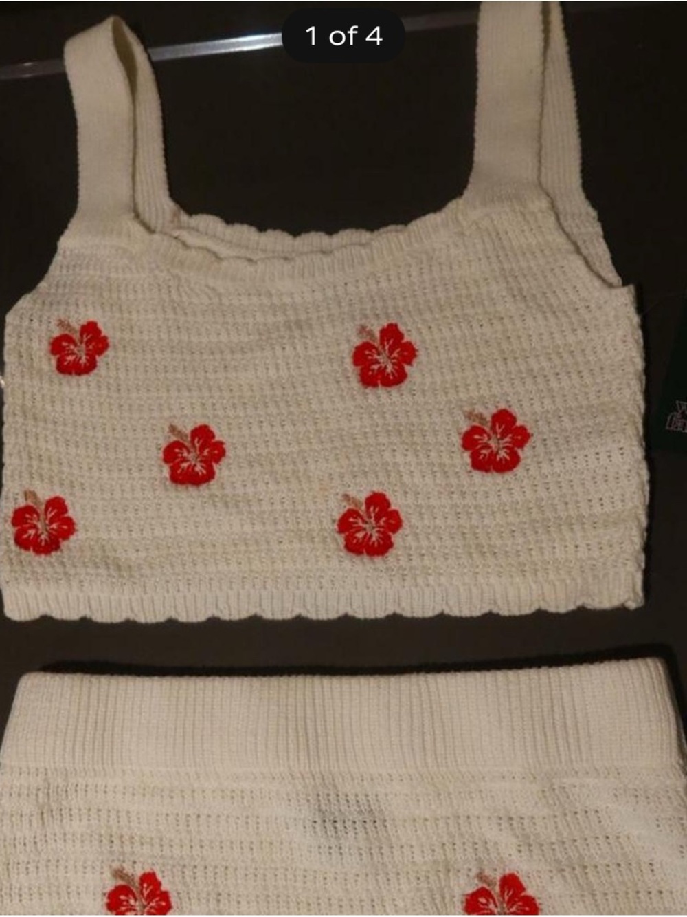 Wild Fable Crochet Two Piece Set with Floral Embroidery